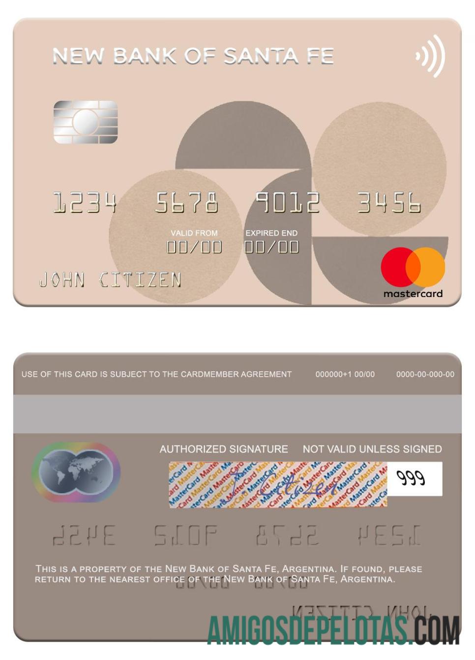 Argentina Novo Banco de Santa Fé Mastercard modelo